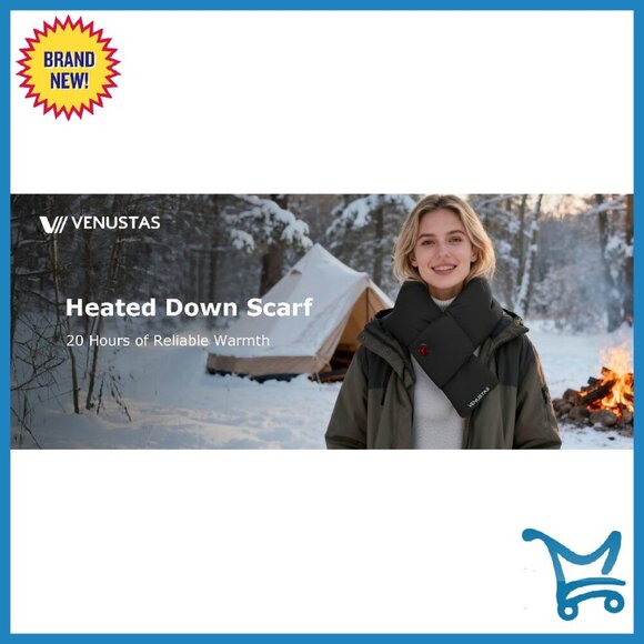 Heated Down Scarf with Battery 20H Warmth Unisex Winter Accessory - Picture 8 of 8